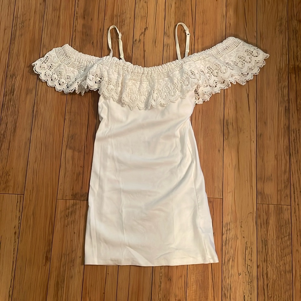White Camisole w/ Lace Off The Shoulder
